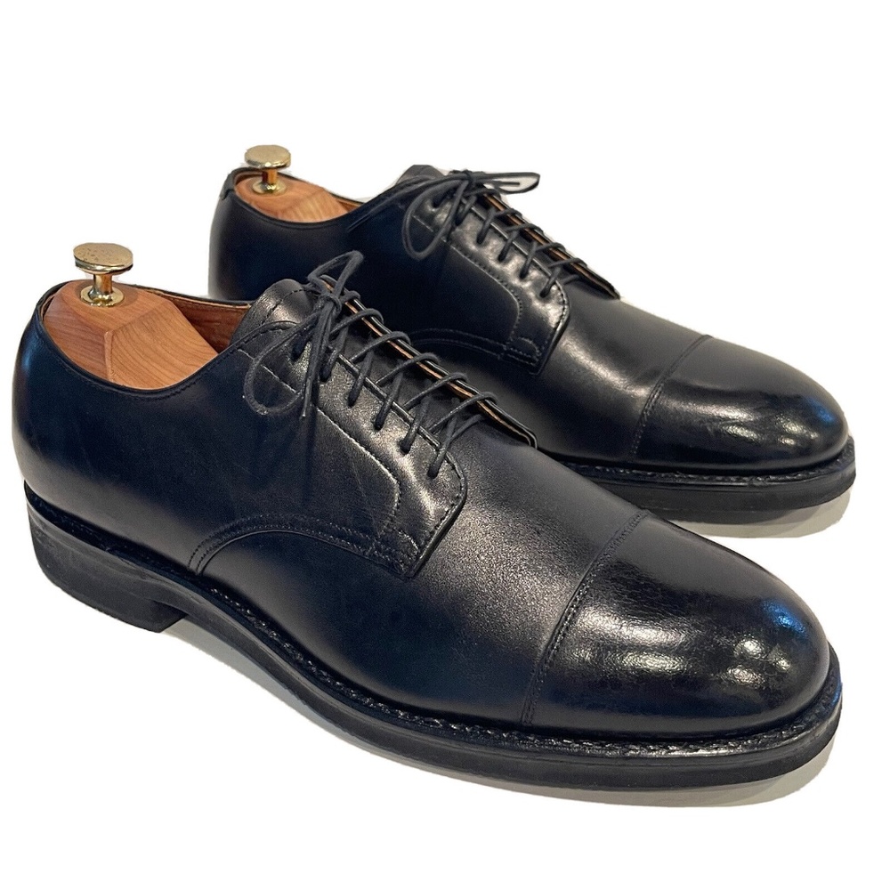 ALDEN 353 Cap Toe Derby CDI Black Calfskin Leather Cap Toe Mens Shoes Sz 11 AA/B
